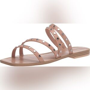 Dolce Vita strappy flat tan sandals with silver studs